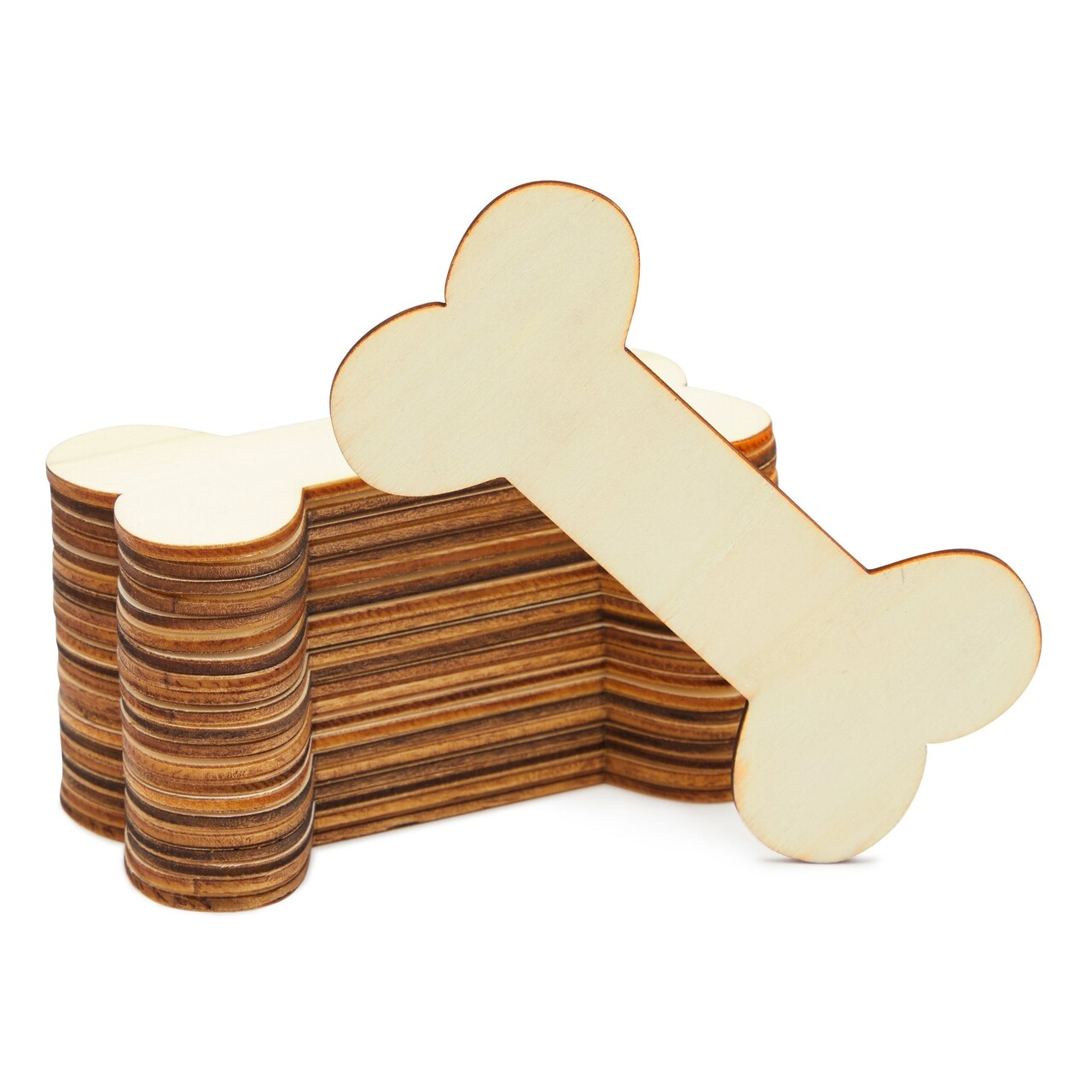 24 Pack Wooden Dog Bones for Crafts, Unfinished Wood Slice Cutouts for Gift Tags (4.3 x 2.2 Inches)